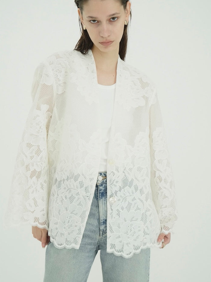 CLANE 正規商品 クラネ トップス フラワー レース ワイド シャツ ジャケット FLOWER LACE WIDE SHIRT JACKET ホワイト ブラック ブラウン 3色展開 2026秋冬新作【111030433】