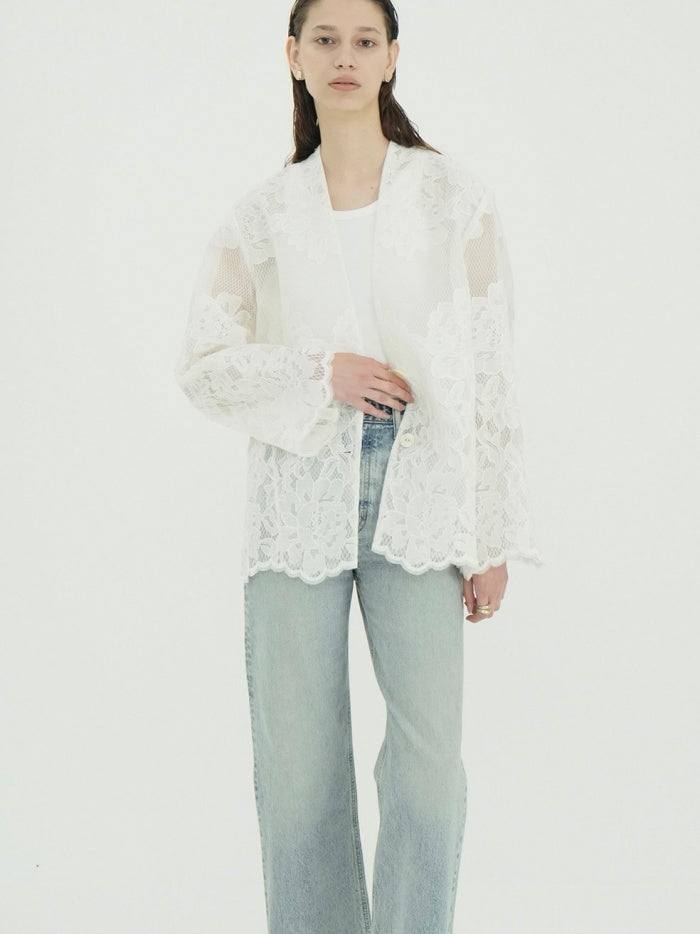 CLANE 正規商品 クラネ トップス フラワー レース ワイド シャツ ジャケット FLOWER LACE WIDE SHIRT JACKET ホワイト ブラック ブラウン 3色展開 2026秋冬新作【111030433】