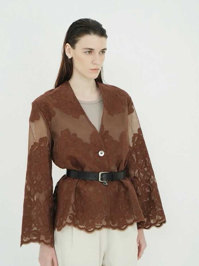CLANE 正規商品 クラネ トップス フラワー レース ワイド シャツ ジャケット FLOWER LACE WIDE SHIRT JACKET ホワイト ブラック ブラウン 3色展開 2026秋冬新作【111030433】