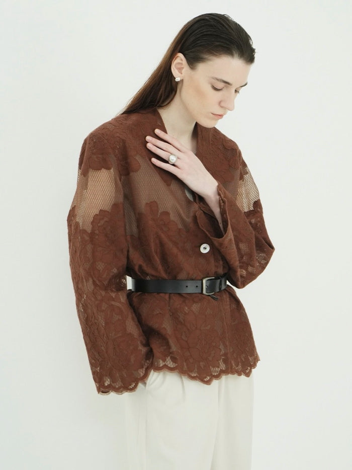 CLANE 正規商品 クラネ トップス フラワー レース ワイド シャツ ジャケット FLOWER LACE WIDE SHIRT JACKET ホワイト ブラック ブラウン 3色展開 2026秋冬新作【111030433】