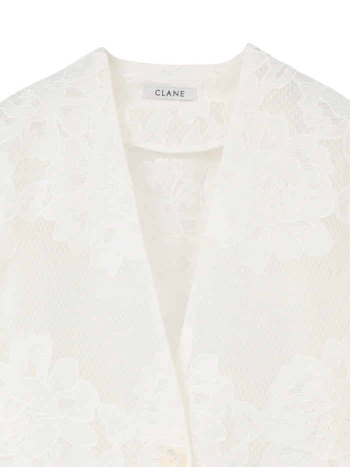 CLANE 正規商品 クラネ トップス フラワー レース ワイド シャツ ジャケット FLOWER LACE WIDE SHIRT JACKET ホワイト ブラック ブラウン 3色展開 2026秋冬新作【111030433】