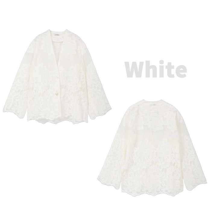 CLANE 正規商品 クラネ トップス フラワー レース ワイド シャツ ジャケット FLOWER LACE WIDE SHIRT JACKET ホワイト ブラック ブラウン 3色展開 2026秋冬新作【111030433】