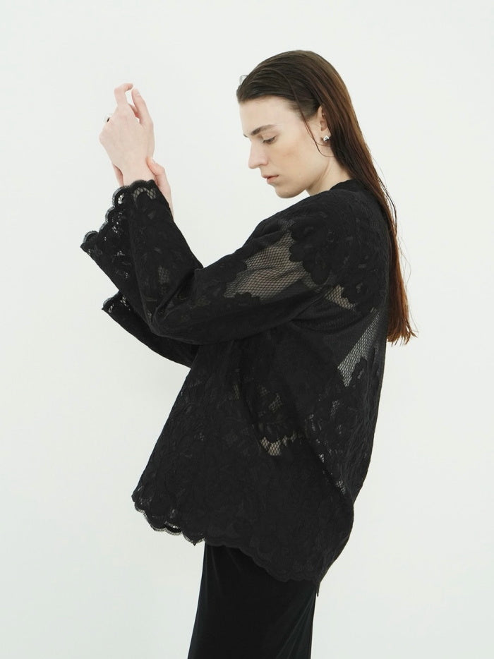 CLANE 正規商品 クラネ トップス フラワー レース ワイド シャツ ジャケット FLOWER LACE WIDE SHIRT JACKET ホワイト ブラック ブラウン 3色展開 2026秋冬新作【111030433】