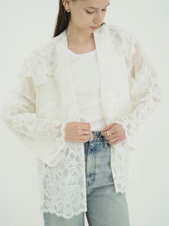 CLANE 正規商品 クラネ トップス フラワー レース ワイド シャツ ジャケット FLOWER LACE WIDE SHIRT JACKET ホワイト ブラック ブラウン 3色展開 2026秋冬新作【111030433】