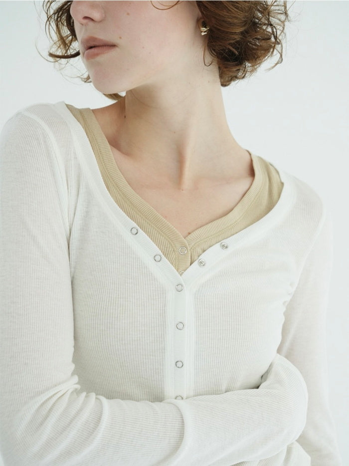 CLANE 正規商品 クラネ カーブドネック レイヤードセット トップス カーディガ ン CURVED NECK LAYERED SET TOPS ピンク ホワイト ブラック 2026秋冬新作【111051113】