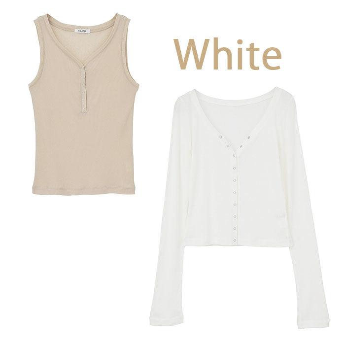 CLANE 正規商品 クラネ カーブドネック レイヤードセット トップス カーディガ ン CURVED NECK LAYERED SET TOPS ピンク ホワイト ブラック 2026秋冬新作【111051113】