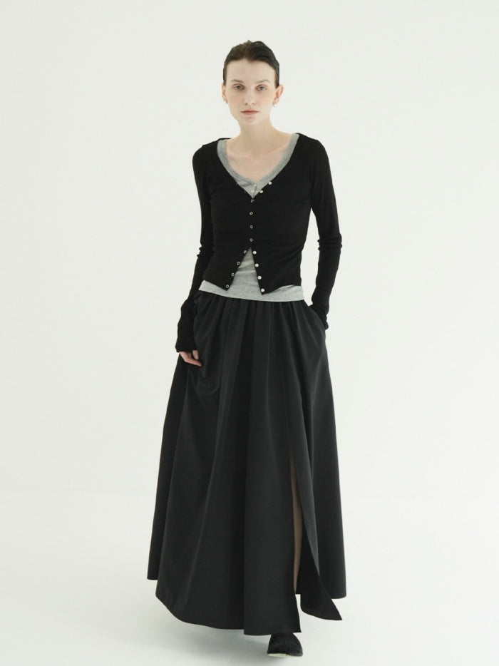 CLANE 正規商品 クラネ カーブドネック レイヤードセット トップス カーディガ ン CURVED NECK LAYERED SET TOPS ピンク ホワイト ブラック 2026秋冬新作【111051113】