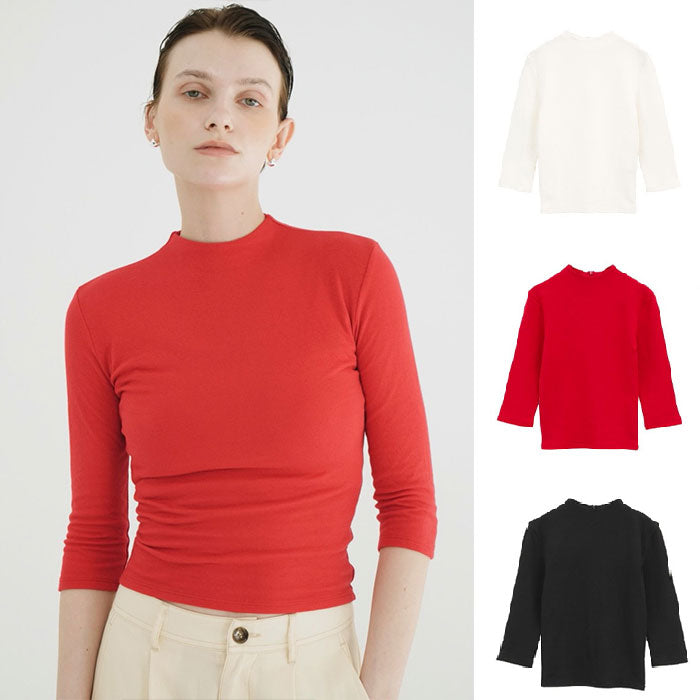 CLANE 正規商品 クラネ トップス モックネック ミドルスリーブ MOCK NECK MID SLEEVE TOPS ホワイト/ブラック/レッド 3色展開 2026秋冬新作【111051123】