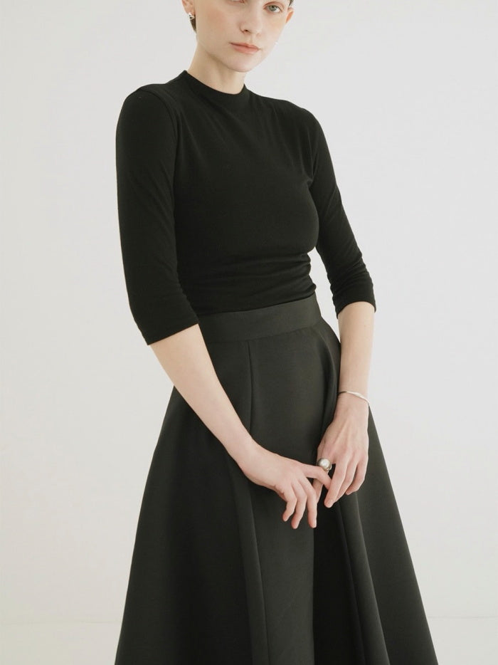 CLANE 正規商品 クラネ トップス モックネック ミドルスリーブ MOCK NECK MID SLEEVE TOPS ホワイト/ブラック/レッド 3色展開 2026秋冬新作【111051123】