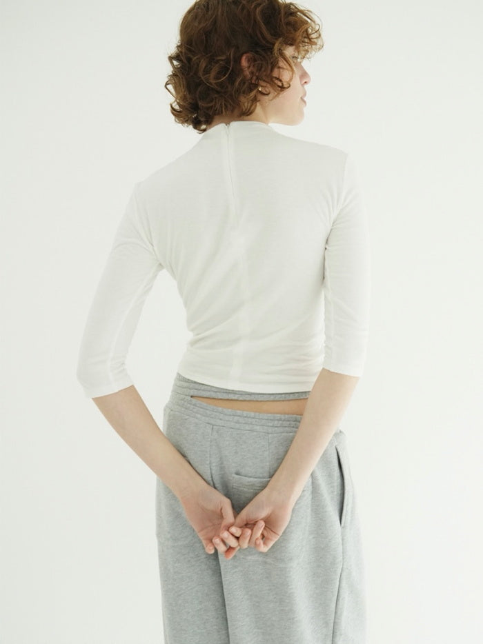 CLANE 正規商品 クラネ トップス モックネック ミドルスリーブ MOCK NECK MID SLEEVE TOPS ホワイト/ブラック/レッド 3色展開 2026秋冬新作【111051123】