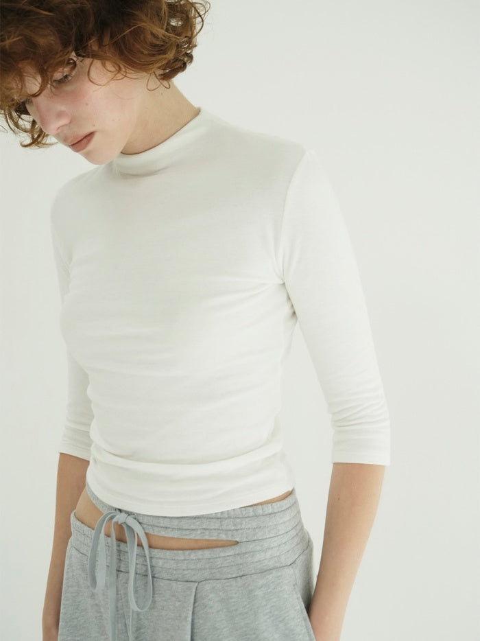 CLANE 正規商品 クラネ トップス モックネック ミドルスリーブ MOCK NECK MID SLEEVE TOPS ホワイト/ブラック/レッド 3色展開 2026秋冬新作【111051123】