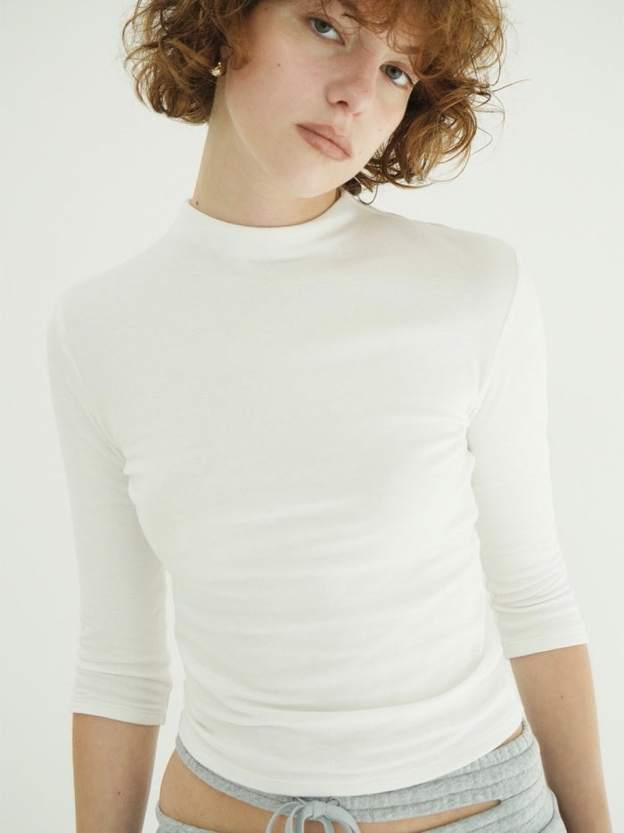 CLANE 正規商品 クラネ トップス モックネック ミドルスリーブ MOCK NECK MID SLEEVE TOPS ホワイト/ブラック/レッド 3色展開 2026秋冬新作【111051123】