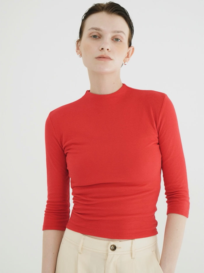 CLANE 正規商品 クラネ トップス モックネック ミドルスリーブ MOCK NECK MID SLEEVE TOPS ホワイト/ブラック/レッド 3色展開 2026秋冬新作【111051123】