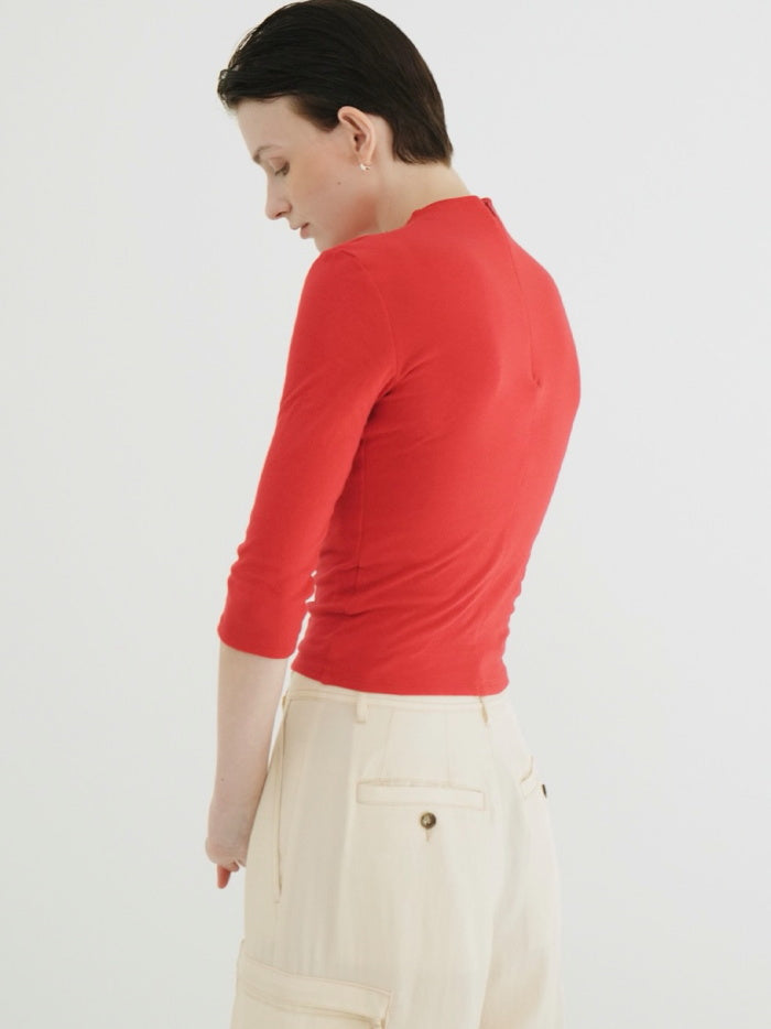 CLANE 正規商品 クラネ トップス モックネック ミドルスリーブ MOCK NECK MID SLEEVE TOPS ホワイト/ブラック/レッド 3色展開 2026秋冬新作【111051123】