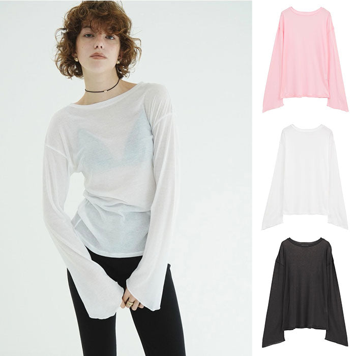 CLANE 正規商品 クラネ トップス シアー ルーズ カット トップス SHEER LOOSE CUT TOPS ホワイト ピンク チャコール 3色展開 2026秋冬新作【111051143】