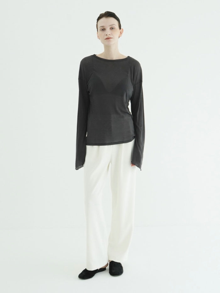 CLANE 正規商品 クラネ トップス シアー ルーズ カット トップス SHEER LOOSE CUT TOPS ホワイト ピンク チャコール 3色展開 2026秋冬新作【111051143】