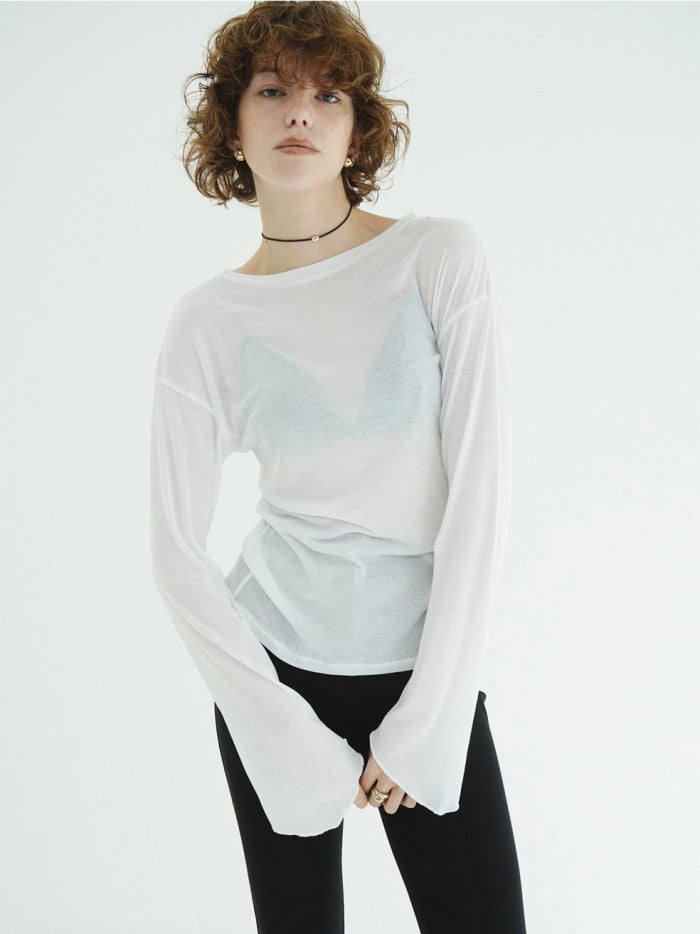 CLANE 正規商品 クラネ トップス シアー ルーズ カット トップス SHEER LOOSE CUT TOPS ホワイト ピンク チャコール 3色展開 2026秋冬新作【111051143】