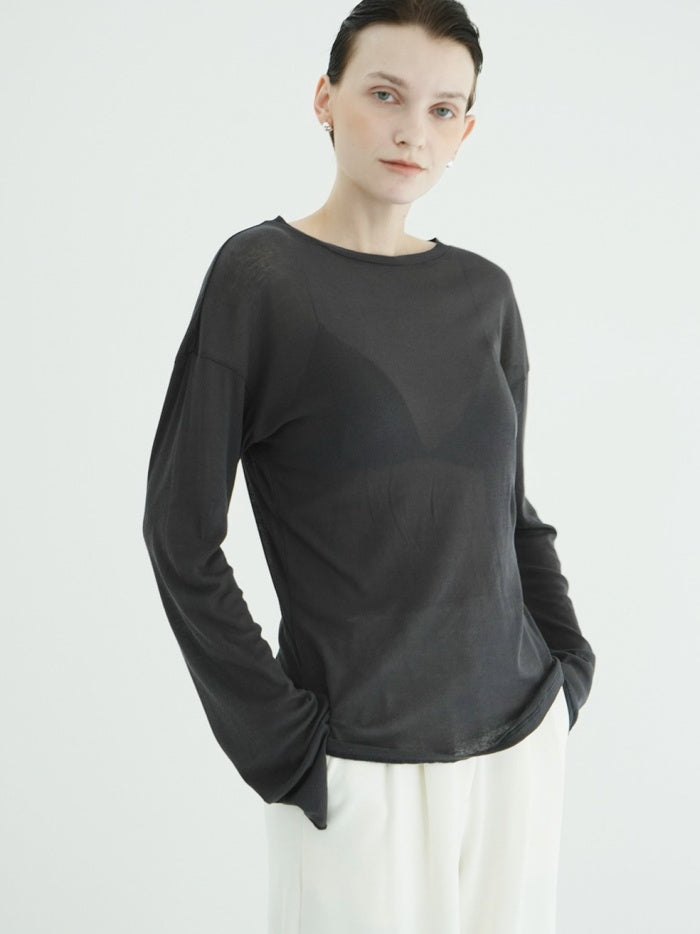 CLANE 正規商品 クラネ トップス シアー ルーズ カット トップス SHEER LOOSE CUT TOPS ホワイト ピンク チャコール 3色展開 2026秋冬新作【111051143】