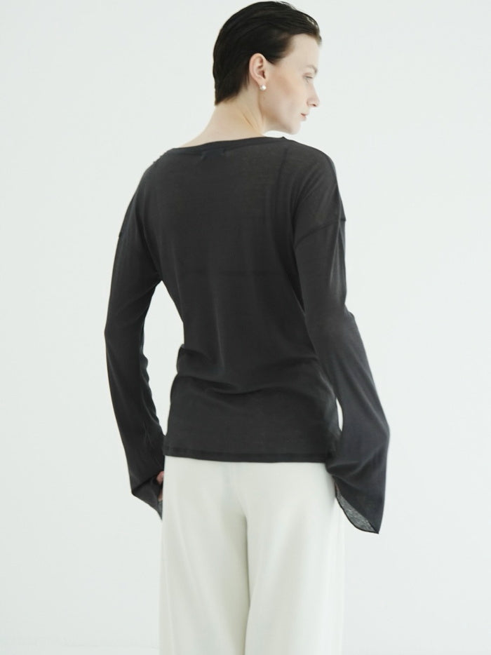CLANE 正規商品 クラネ トップス シアー ルーズ カット トップス SHEER LOOSE CUT TOPS ホワイト ピンク チャコール 3色展開 2026秋冬新作【111051143】