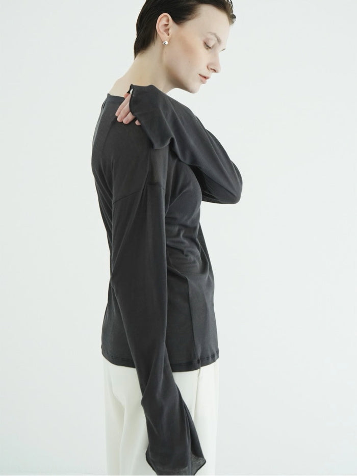 CLANE 正規商品 クラネ トップス シアー ルーズ カット トップス SHEER LOOSE CUT TOPS ホワイト ピンク チャコール 3色展開 2026秋冬新作【111051143】
