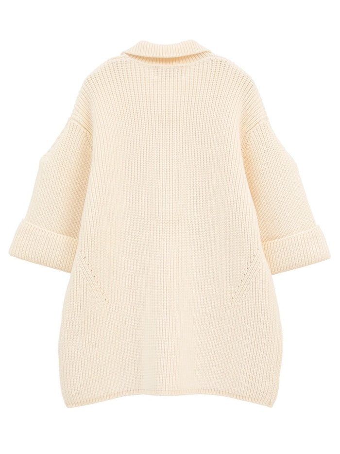 CLANE 正規商品 クラネ トップス オーバー ハーフスリーブ ポロ ニット トップス OVER HALF SLEEVE POLO KNIT TOPS アイボリー ミックス 2色展開 2026秋冬新作【111062053】