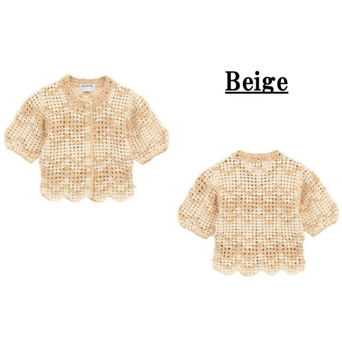 CLANE 正規商品 クラネ モールボーダーハンドクロシェニット カーディガン MAL L BORDER HAND CROCHET KNIT CARDIGAN ベージュ ブラウン ブラック 2026秋冬新作【111062063】