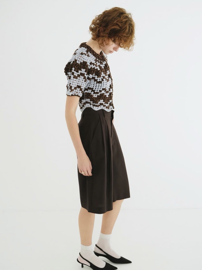 CLANE 正規商品 クラネ モールボーダーハンドクロシェニット カーディガン MAL L BORDER HAND CROCHET KNIT CARDIGAN ベージュ ブラウン ブラック 2026秋冬新作【111062063】