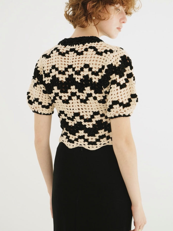 CLANE 正規商品 クラネ モールボーダーハンドクロシェニット カーディガン MAL L BORDER HAND CROCHET KNIT CARDIGAN ベージュ ブラウン ブラック 2026秋冬新作【111062063】