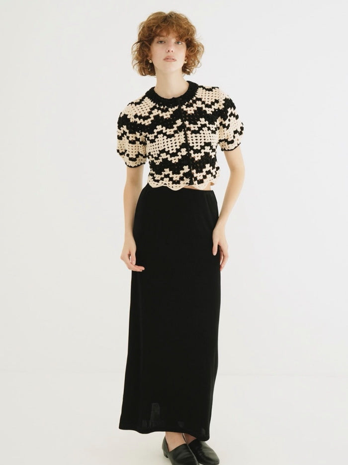 CLANE 正規商品 クラネ モールボーダーハンドクロシェニット カーディガン MAL L BORDER HAND CROCHET KNIT CARDIGAN ベージュ ブラウン ブラック 2026秋冬新作【111062063】