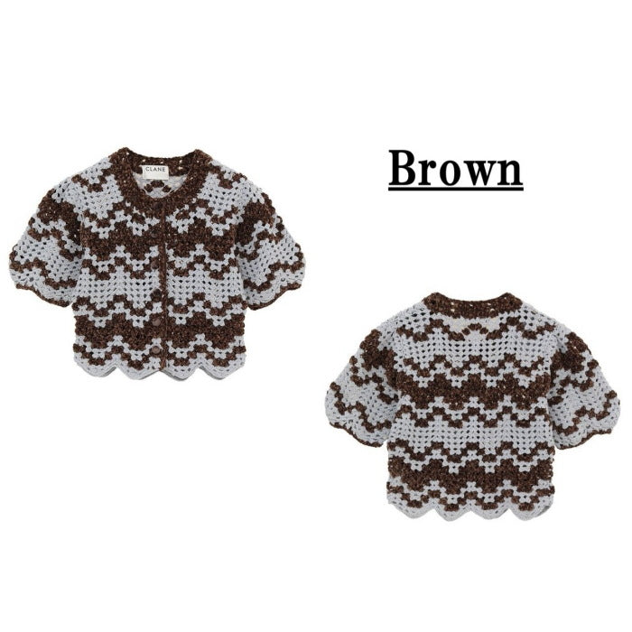 CLANE 正規商品 クラネ モールボーダーハンドクロシェニット カーディガン MAL L BORDER HAND CROCHET KNIT CARDIGAN ベージュ ブラウン ブラック 2026秋冬新作【111062063】