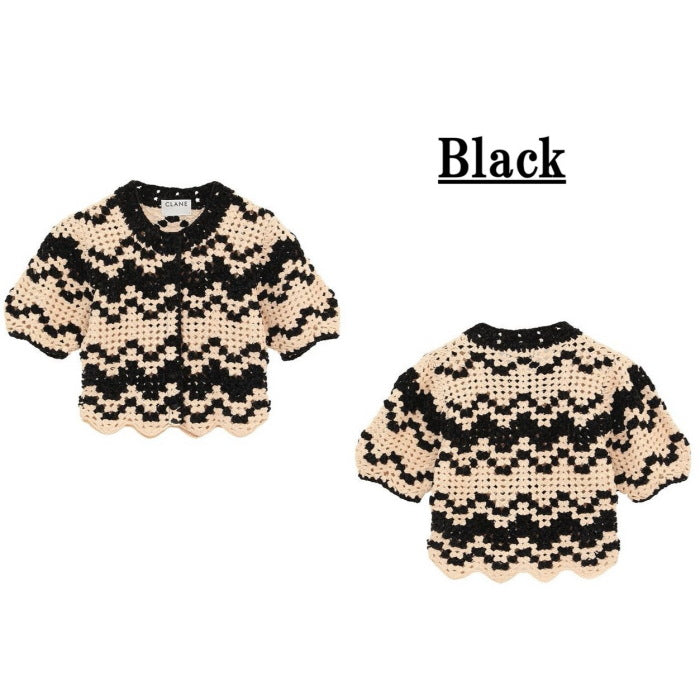CLANE 正規商品 クラネ モールボーダーハンドクロシェニット カーディガン MAL L BORDER HAND CROCHET KNIT CARDIGAN ベージュ ブラウン ブラック 2026秋冬新作【111062063】