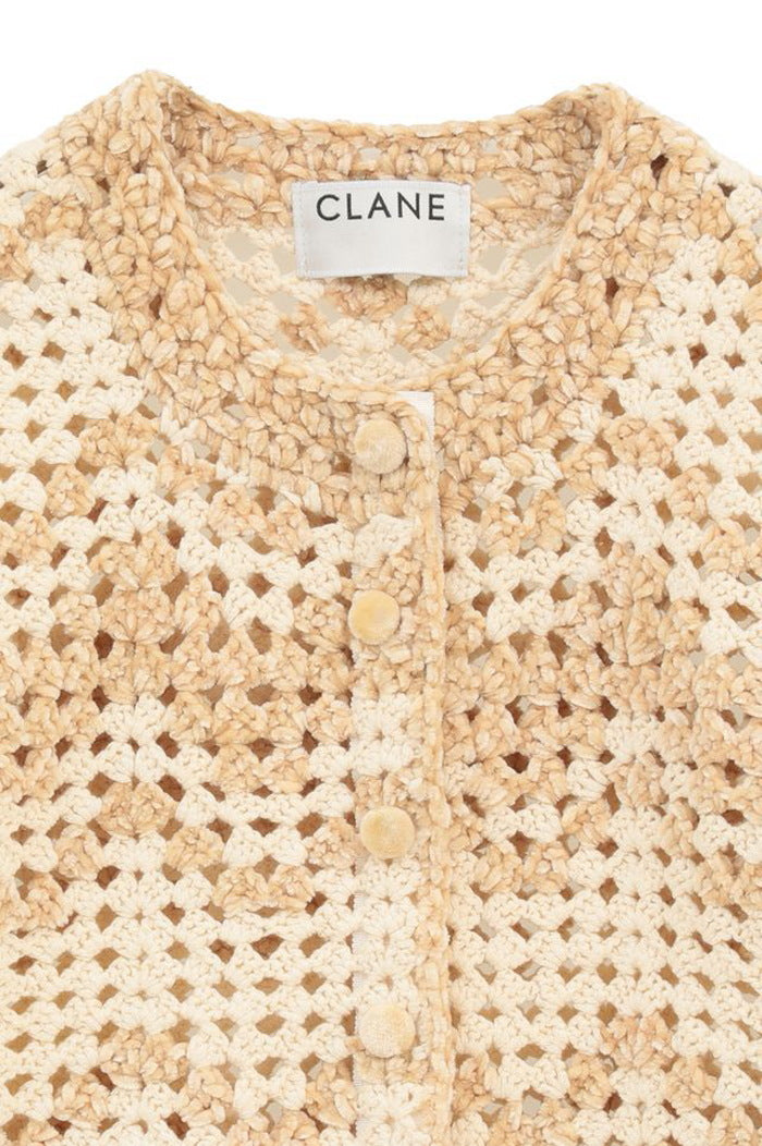 CLANE 正規商品 クラネ モールボーダーハンドクロシェニット カーディガン MAL L BORDER HAND CROCHET KNIT CARDIGAN ベージュ ブラウン ブラック 2026秋冬新作【111062063】