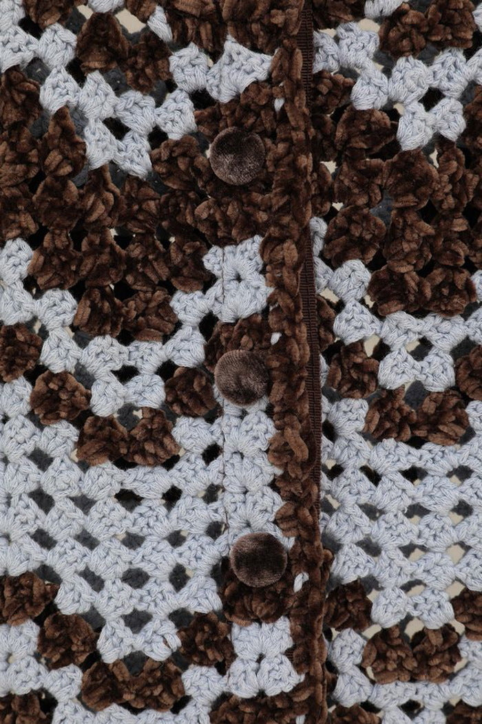CLANE 正規商品 クラネ モールボーダーハンドクロシェニット カーディガン MAL L BORDER HAND CROCHET KNIT CARDIGAN ベージュ ブラウン ブラック 2026秋冬新作【111062063】