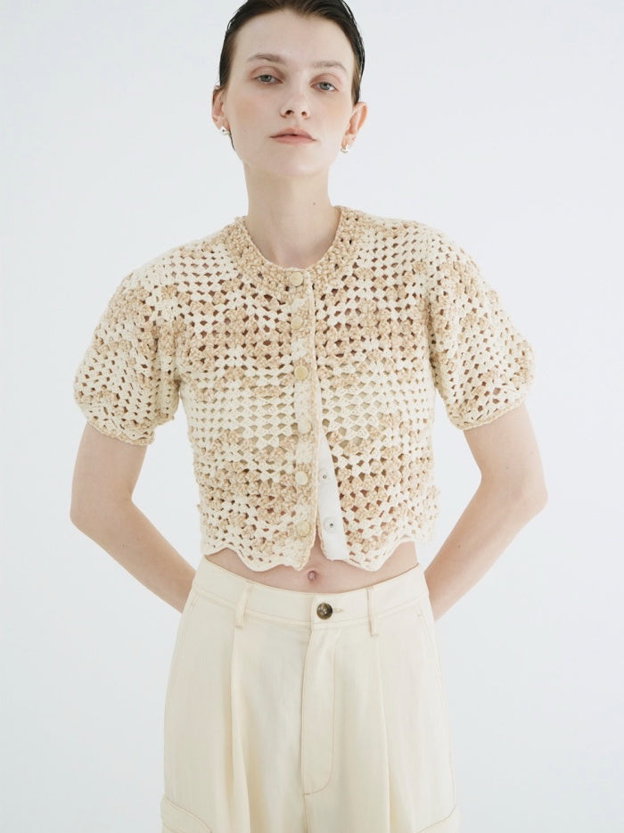 CLANE 正規商品 クラネ モールボーダーハンドクロシェニット カーディガン MAL L BORDER HAND CROCHET KNIT CARDIGAN ベージュ ブラウン ブラック 2026秋冬新作【111062063】