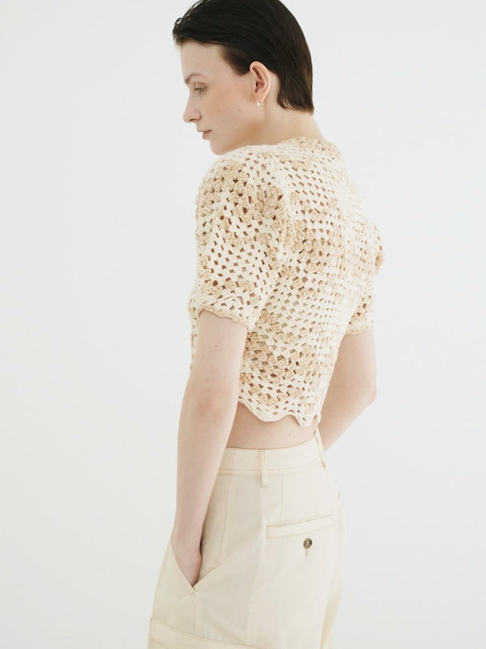 CLANE 正規商品 クラネ モールボーダーハンドクロシェニット カーディガン MAL L BORDER HAND CROCHET KNIT CARDIGAN ベージュ ブラウン ブラック 2026秋冬新作【111062063】
