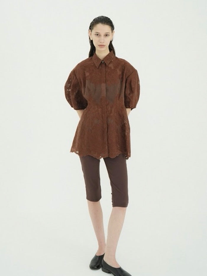 CLANE 正規商品 クラネ トップス フラワー レース ウエストシェイプ トップス FLOWER LACE WAIST SHAPE TOPS ホワイト ブラウン ブラック 3色展開 2026秋冬新作【111224053】