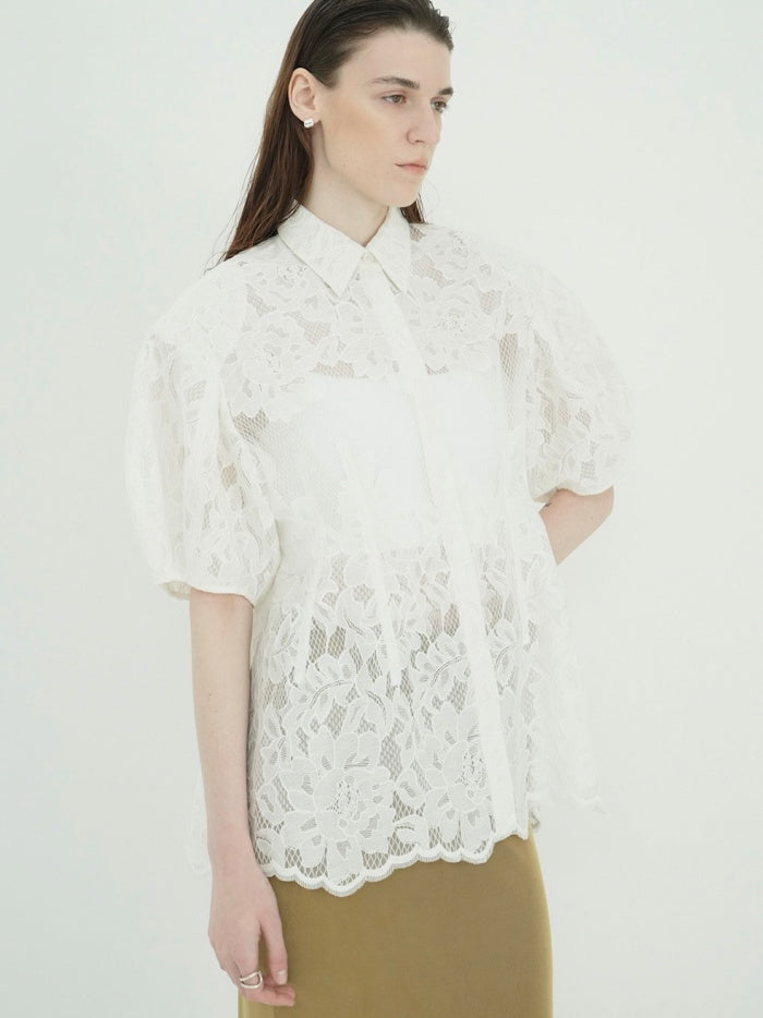 CLANE 正規商品 クラネ トップス フラワー レース ウエストシェイプ トップス FLOWER LACE WAIST SHAPE TOPS ホワイト ブラウン ブラック 3色展開 2026秋冬新作【111224053】