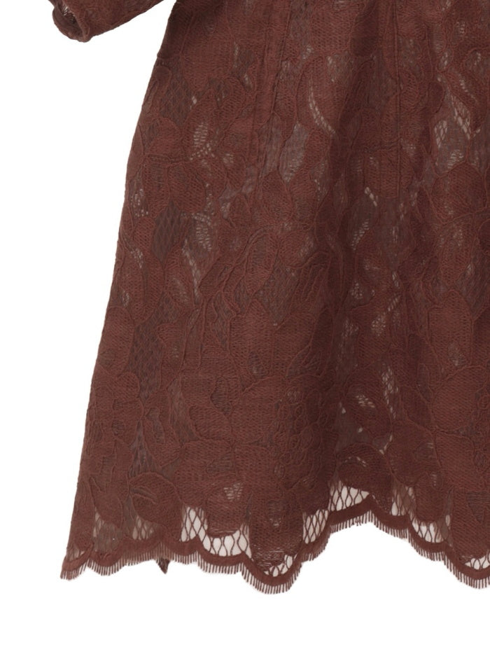 CLANE 正規商品 クラネ トップス フラワー レース ウエストシェイプ トップス FLOWER LACE WAIST SHAPE TOPS ホワイト ブラウン ブラック 3色展開 2026秋冬新作【111224053】