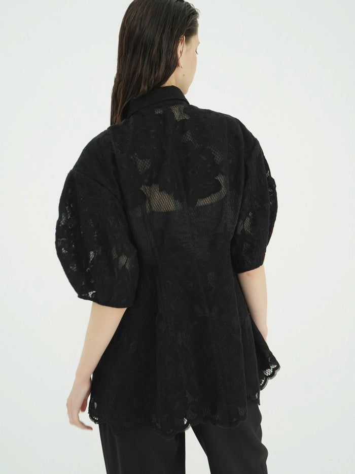 CLANE 正規商品 クラネ トップス フラワー レース ウエストシェイプ トップス FLOWER LACE WAIST SHAPE TOPS ホワイト ブラウン ブラック 3色展開 2026秋冬新作【111224053】