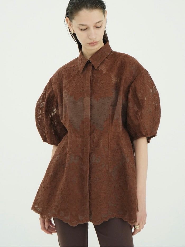 CLANE 正規商品 クラネ トップス フラワー レース ウエストシェイプ トップス FLOWER LACE WAIST SHAPE TOPS ホワイト ブラウン ブラック 3色展開 2026秋冬新作【111224053】
