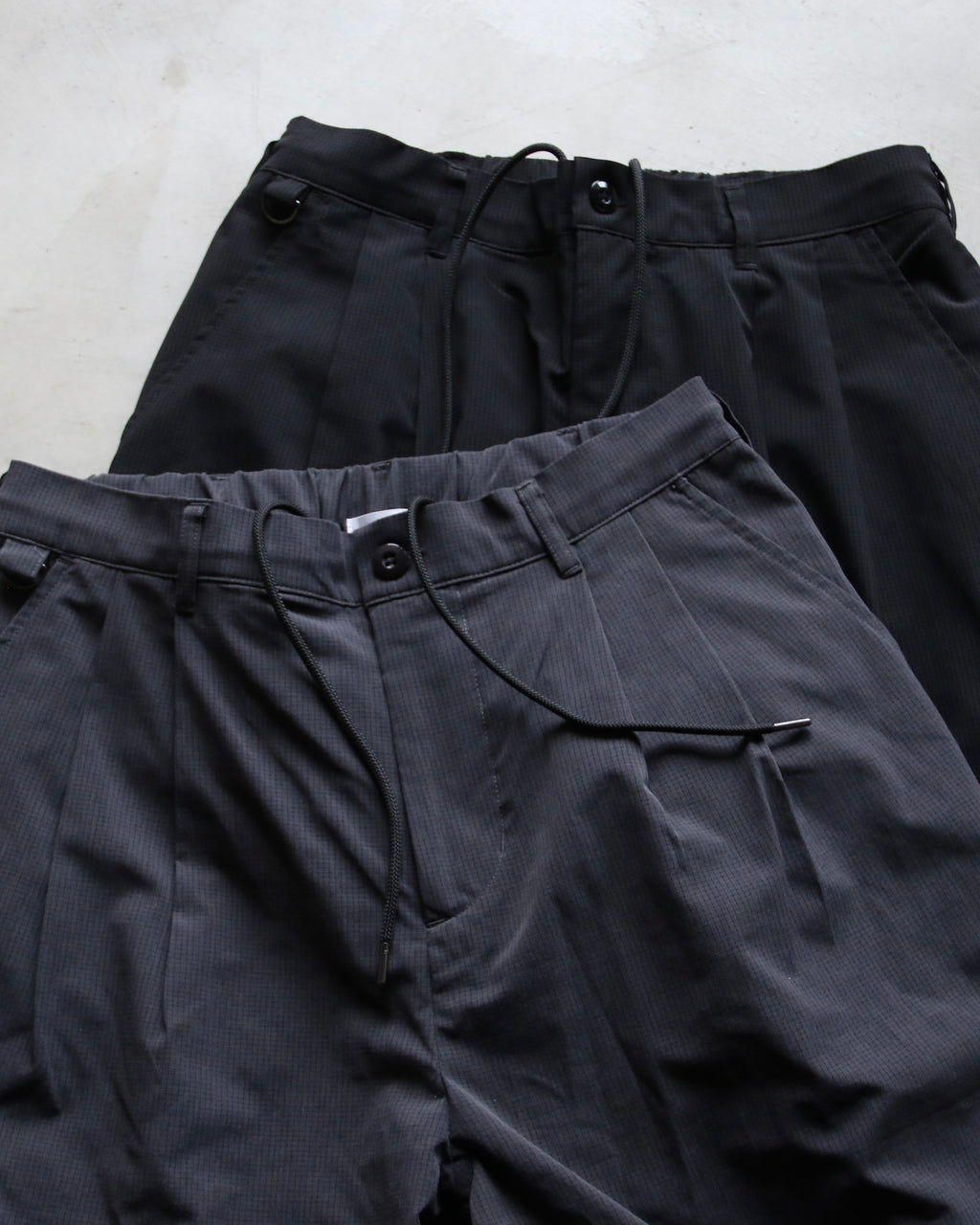 Zip vest ＆2tuck wide pants SET ロゴ刺繍 上下セット 2色展開 チャコール/ブラック