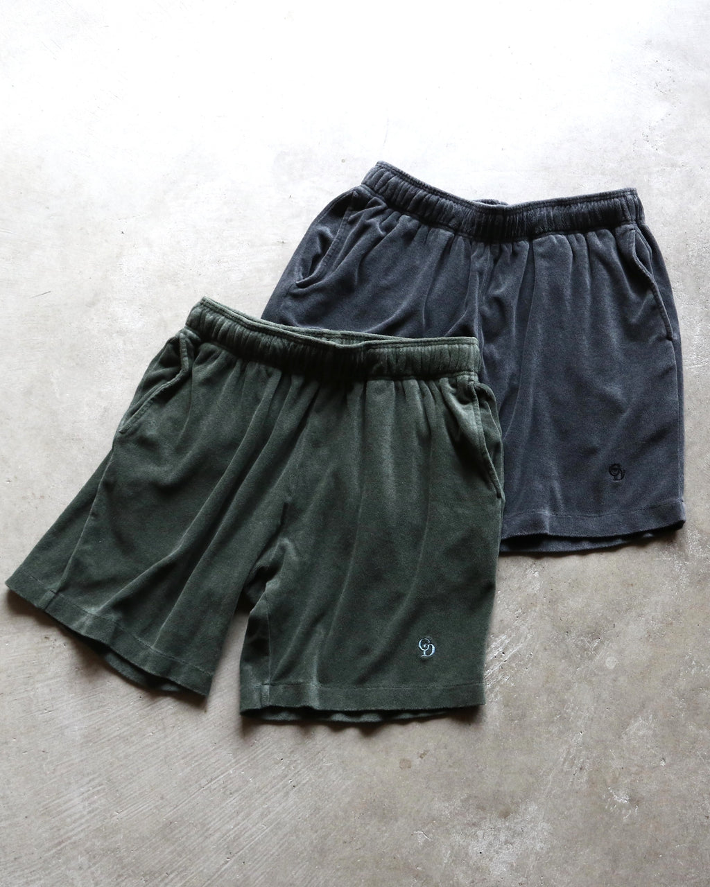 GOODAYS × SCREEN STARS パイル ピグメント ショーツ Pile pigment shorts ブラック/ダークグリーン 2色展開 2026春夏新作