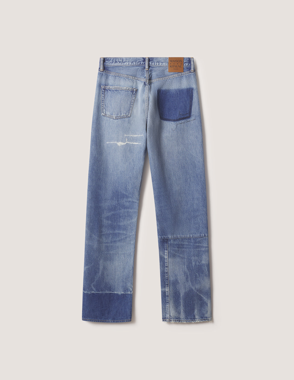 Maison Kitsune × KURO  PATCHWORK DENIM PANTS LIGHT INDIGO 2026AW