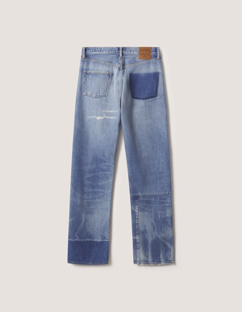 Maison Kitsune × KURO  PATCHWORK DENIM PANTS LIGHT INDIGO 2026AW