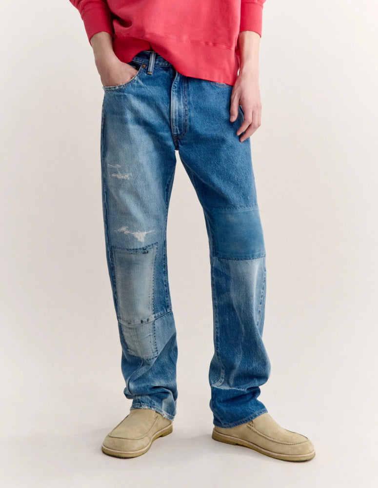 Maison Kitsune × KURO  PATCHWORK DENIM PANTS LIGHT INDIGO 2026AW