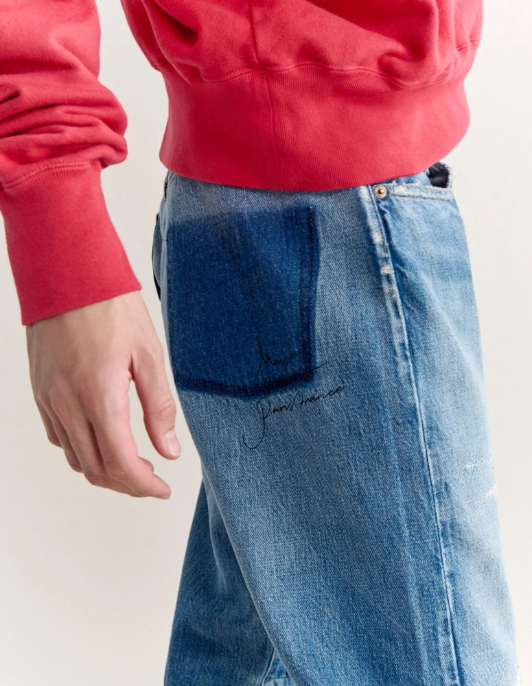Maison Kitsune × KURO  PATCHWORK DENIM PANTS LIGHT INDIGO 2026AW