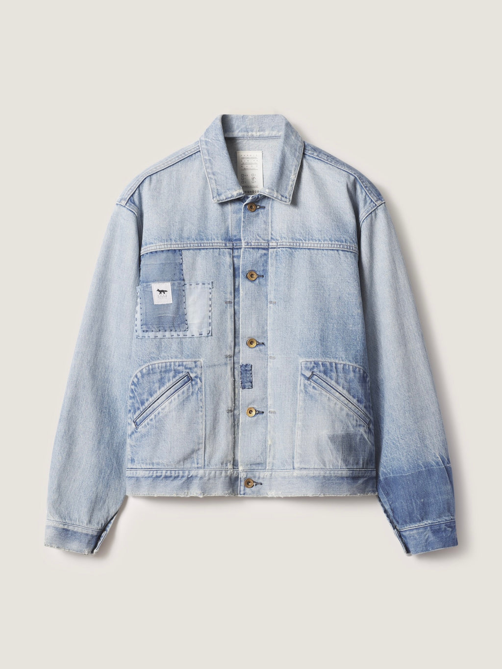 Maison Kitsune × KURO  PATCHWORK DENIM JACKET LIGHT INDIGO 2026AW