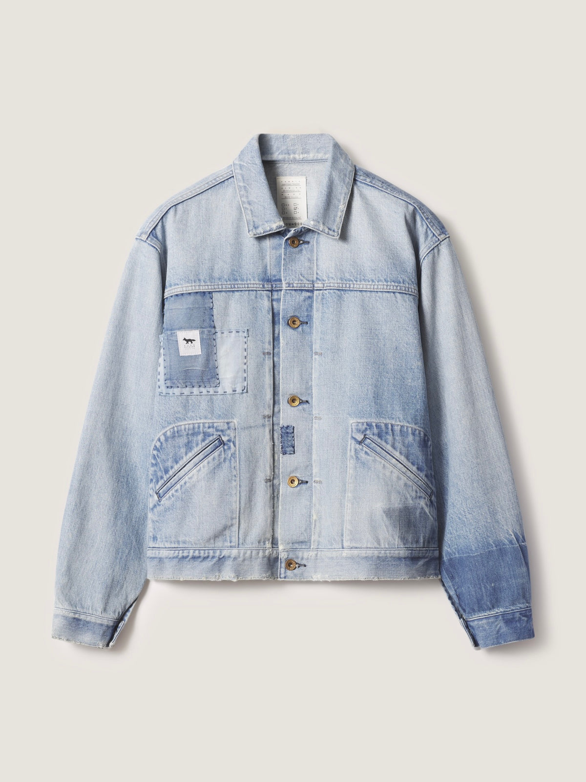 Maison Kitsune × KURO  PATCHWORK DENIM JACKET LIGHT INDIGO 2026AW