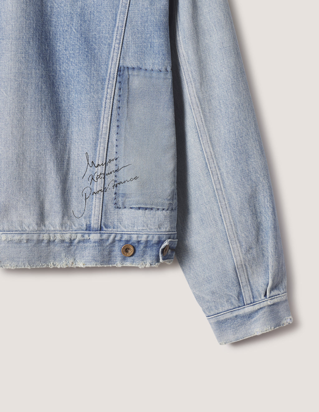Maison Kitsune × KURO  PATCHWORK DENIM JACKET LIGHT INDIGO 2026AW
