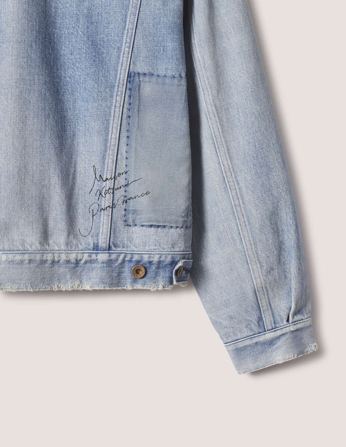 Maison Kitsune × KURO  PATCHWORK DENIM JACKET LIGHT INDIGO 2026AW